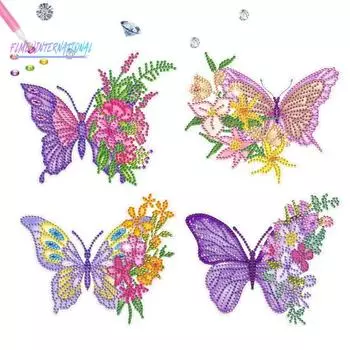 4 шт. DIY алмазная живопись наклейки весело образовательное ремесло повышает навыки творчества бабочки окна наклейки разноцветный