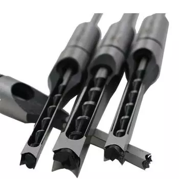 4 шт. DIY деревообрабатывающий инструмент набор долот с квадратным отверстием расширенная дрель деревообрабатывающие инструменты 4 pcs чёрный