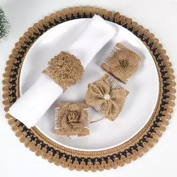 4 шт. DIY джутовое кольцо для салфеток креативный цветок бант пряжка для салфеток отель свадебные принадлежности салфетка ручной работы рождественское украшение стола