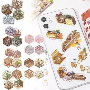 4 шт. DIY миниатюрная сцена 3D наклейка милая мультяшная сцена стереоскопическая хижина дропшиппинг стиль для H9H6 F-4PCS