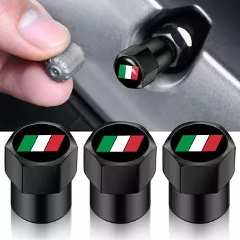 4 шт. DIY универсальные автомобильные колпачки для клапанов в форме итальянского флага, аксессуары для автомобильных колес, шин, клапанов, стержней шин, воздушные крышки, наклейки для стайлинга автомобилей чёрный