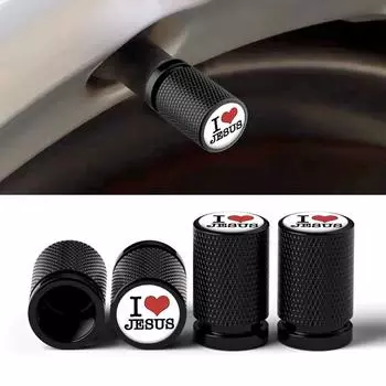 4 шт. DIY Я ЛЮБЛЮ ИИСУСА колпачки автомобильных клапанов аксессуары наклейка авто колесо клапан покрышки стержень шины воздушный чехол универсальный автомобильный стиль чёрный