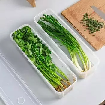 4 шт. Длинные прямоугольные контейнеры для хранения продуктов, пластиковые многоразовые коробки-органайзеры для холодильника, кухонные принадлежности 1