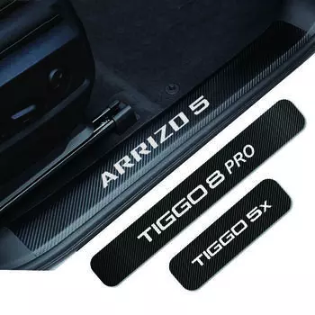 4 шт. для CHERY TIGGO 3 4 5 5X 7 8 PRO PLUS ARRIZO 5 GX накладка на порог автомобиля, защитные наклейки, защита порога, углеродное волокно TIGGO 3