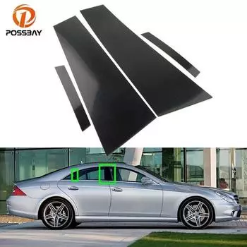 4 шт. для Mercedes CLS C219 2006-2011, стойки автомобиля, накладка на дверь, окно, декоративная панель, аксессуары, автозапчасти для экстерьера