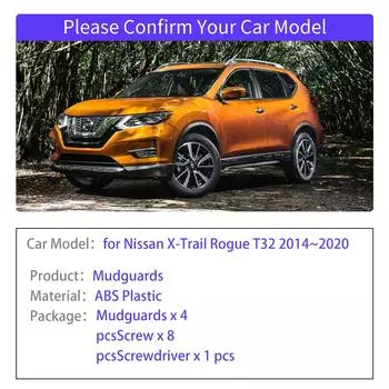 4 шт. для Nissan X-Trail Rogue T32 2014~2020 2015 2016 Брызговики, расширители крыльев, брызговики, спойлеры, автомобильные аксессуары