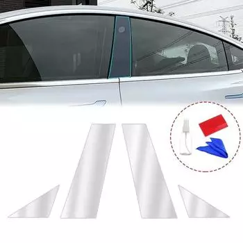 4 шт. Для Tesla Model 3 Автомобильная защитная пленка для центральной стойки модели Y, устойчивая к царапинам автомобильная пленка TPU для передней стойки, аксессуары для модернизации