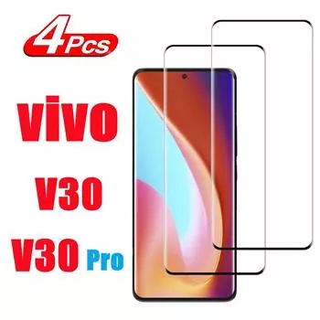 4 шт. для vivo V30 все покрыто закаленным стеклом vivo V30 Pro 3D Защитная стеклянная пленка For VIVO V23 Pro чистый