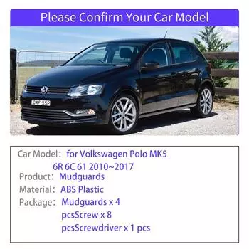 4 шт. для Volkswagen VW Polo MK5 6R 6C 61 2010~2017 Брызговики, расширители крыльев, брызговик, спойлер, автомобильные аксессуары 6R 2010-2013