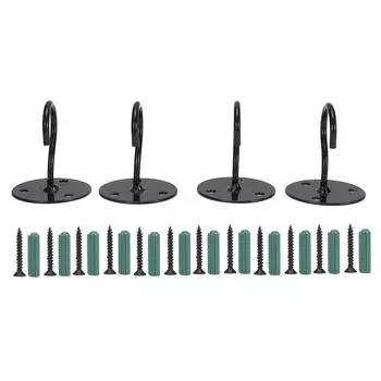 4 шт. Домашние металлические потолочные крючки, настенные крючки для фонарей, цветочных горшков, колокольчиков, черные чёрный