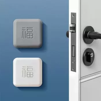 4 шт., дверная ручка, бампер, квадратный силиконовый анти-столкновение, дверной стопор с персонажем Fu, настенная защитная накладка для дома серый