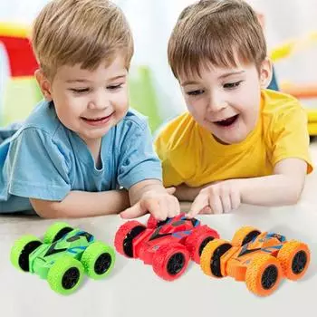 4 шт. двухсторонняя игрушечная машинка-трюк с четырьмя колесами TPR, инерционный привод, игрушечный внедорожник для использования в помещении и на открытом воздухе, подарки для малышей, мальчиков и девочек