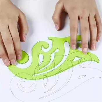 4 шт., двусторонняя доска с изогнутыми линиями, принадлежности для рисования, легкая линейка облаков, инструмент для моделирования для школы зелёный