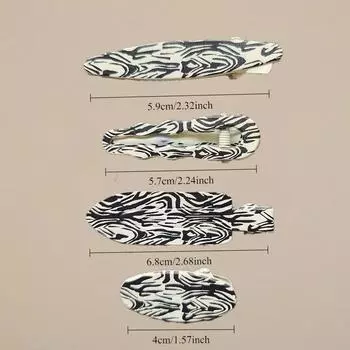 4 шт. Европейские и американские ретро заколки для волос из сплава с леопардовым и зебровым принтом, шпилька, винтажные корейские аксессуары для волос с челкой для девочек и женщин