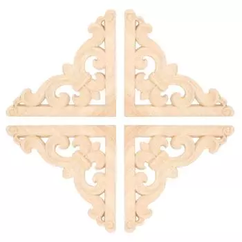 4 шт. Европейский стиль деревянная резная угловая аппликация наклейка для украшения двери шкафа домашней мебели