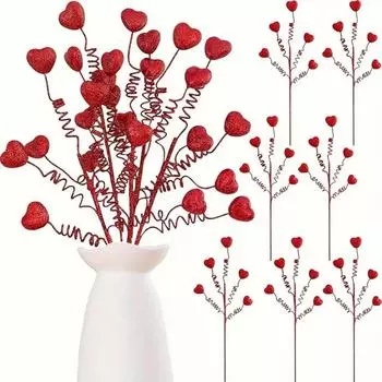 4 шт. Фестиваль искусственных сердечек ветки красные розовые С Днем Святого Валентина Декор для дома Гостиная красный