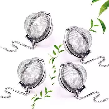 4 шт. Фильтры для заварки чая, сетчатые фильтры из нержавеющей стали с удлиненным цепным крючком и очень мелкой сеткой для приготовления листового чая и специй 20x20x3cm