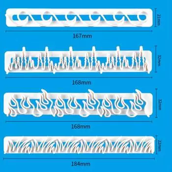 4 шт. формочки для печенья, помадки, травы, волн, огня, льда, торта, декора, аксессуары для выпечки, украшения свадебного торта на день рождения
