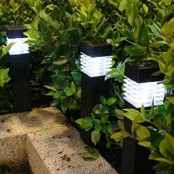 4 шт. газонные лампы на солнечных батареях с автоматическим включением/выключением, водонепроницаемые, простая установка, солнечные наземные подключаемые фонари, садовые украшения 4pcs White Light.