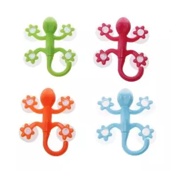 4 шт. Gecko мощный пластиковый четыре присоски крючок настенная вешалка украшение ванной комнаты 4pcs random color