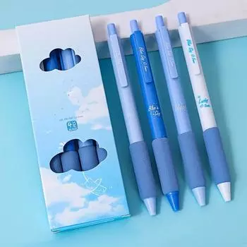 4 шт. Гелевая ручка 0,5 мм в мультяшном стиле для учебы и письма, школьные культурные принадлежности, подарок, шариковые ручки(Черные чернила)