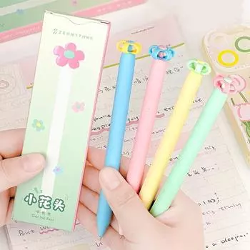 4 шт. гелевые ручки Blooming Bud, шариковая ручка черного цвета с цилиндром 0,5 мм для письма