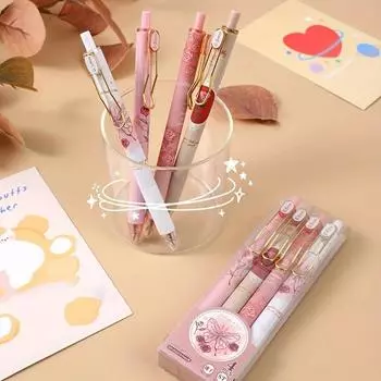 4 шт. гелевые ручки в стиле ретро с розами, 0,5 мм, шариковые ручки с черными чернилами, кавайные канцелярские принадлежности для школы, канцелярские принадлежности для учебы, ручка для письма