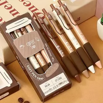 4 шт. гелевых ручки в милом мультяшном стиле толщиной 0,5 мм, мягкая ручка, удобное письмо, подходит для студентов, использующих шариковую ручку