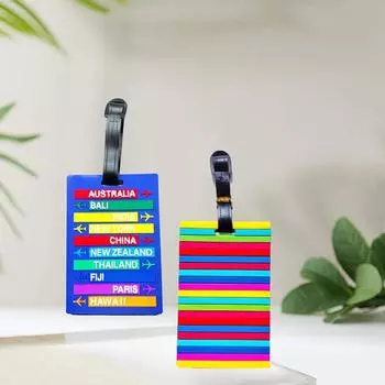 4 шт. геометрический узор силиконовый ПВХ мягкий резиновый посадочный талон багажная бирка проверка имени антипотеря маленькая подвеска 4pcs