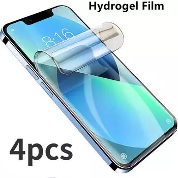 4 шт. гидрогелевая пленка для iPhone 15 14 13 12 11 Pro XS Max мини-защитная пленка для экрана iPhone 8 7 Plus X XR XS Max SE 2020 2022 пленка iphone 11 чистый