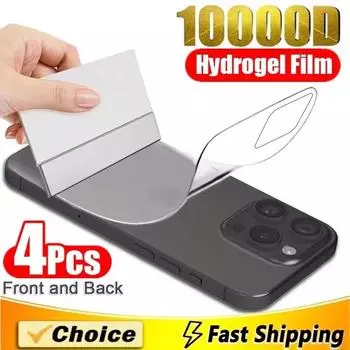 4 шт. гидрогелевая пленка для iPhone 16 11 12 13 14 15 Pro Max Mini защитная пленка для экрана iPhone XR X XS MAX 16 Plus задняя пленка не стекло iphone 11 чистый