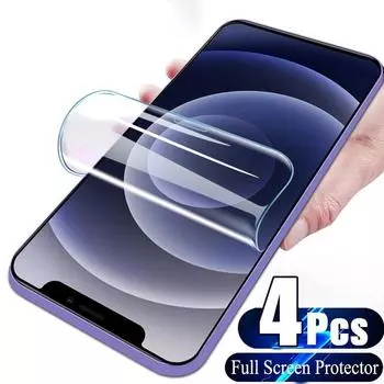 4 шт. гидрогелевая пленка для защиты экрана для iPhone 11 12 13 14 15 Pro Max для iPhone 14 15 Plus 12 13 Mini 13 14 Pro полная пленка iphone 11 чистый