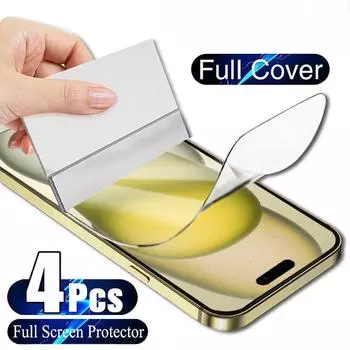 4 шт. Гидрогелевая пленка с полным покрытием для iPhone 11 12 13 14 15 16 Pro Max, защитная пленка для экрана iPhone 14 15 16 Plus iphone 11 чистый