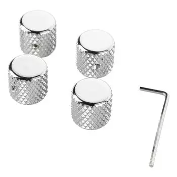 4 шт., гитарная ручка, металлическая ручка регулировки громкости, купольная ручка с плоским верхом, набор аксессуаров для музыкальных инструментов с гаечным ключом GD139A, никель