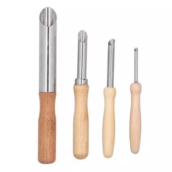 4 шт. глиняных дырокола из нержавеющей стали, инструмент для лепки керамических отверстий с деревянной ручкой