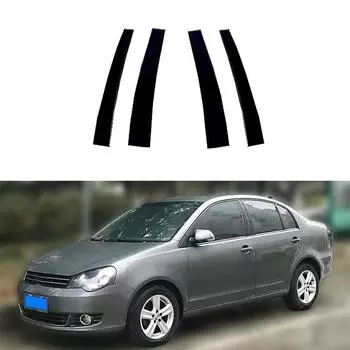 4 шт., глянцевая черная накладка на оконные стойки автомобиля, подходит для Volkswagen Polo Mk4 (9N)Наклейки на автомобиль 4-дверный седан 2002-2010 гг.