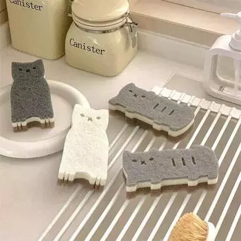 4 шт. губка для кошек, моющая, сильная, впитывающая воду, губка для мытья посуды, средство для очистки ржавчины, мытье посуды, кухонные гаджеты 4pcs