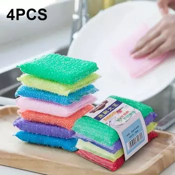 4 шт. Губка для протирания кухонного полотенца для посуды с антипригарным покрытием для удаления масла, цветная бытовая чистящая салфетка для протирания кухонные принадлежности разноцветный