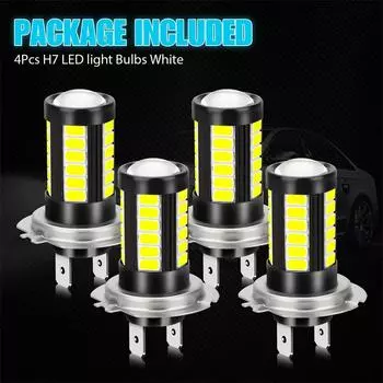 4 шт. H7 автомобильные светодиодные противотуманные фары, 5630 33 Smd автомобильные супер яркие светодиодные лампы с углом обзора 360°, декодирующие фонари заднего хода, задние фонари Drl чёрный