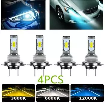 4 шт. H7 светодиодные лампы для фар дальнего и ближнего света 3000K 6000K супер белые фары автомобильные противотуманные фары авто DRL 3570 CSP чипы 12 В 24 В 80 Вт
