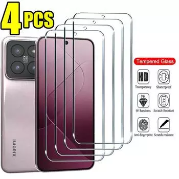 4 шт. HD прозрачное закаленное стекло для Xiaomi 14T защитная стеклянная пленка против царапин для Xiaomi 14T Pro Xiaomi 14T Pro белый