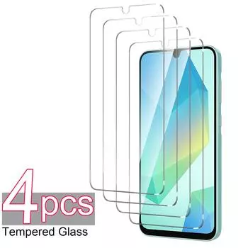 4 шт. HD прозрачное закаленное защитное стекло для экрана Samsung Galaxy A06 A16 A26 A36 A56 A05 A05S A15 A25 A35 A55 A14 A24 A34 A54 A04 защитное покрытие Samsung A56 белый