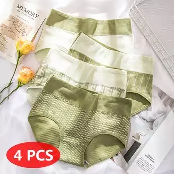 4 шт. хлопковые трусики со средней талией для женщин, модные трусы, нижнее белье, дышащее удобное женское белье M