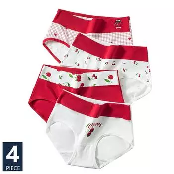 4 шт., хлопковые женские трусики с высокой талией, нижнее белье, дышащие милые трусы для девочек, мягкое женское белье M&4pcs