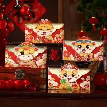 4 шт. HongBao китайский год змеи красный конверт мультфильм денежные мешки красный карман праздничная вечеринка Style 1