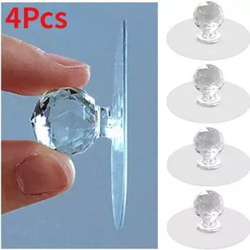 4 шт., хрустальная ручка ящика без перфорации, ромбовидная форма, самоклеящиеся акриловые ручки, ручки для шкафа, мебели, крючки для вешалок белый