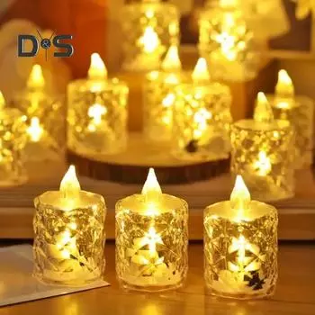 4 шт. хрустальные беспламенные свечи светодиодные чайные свечи на батарейках мерцающие поддельные свечи для свадеб домашнего декора S