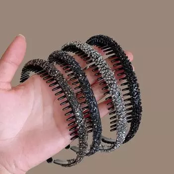4 шт. Хрустальные стразы Повязки на голову для женщин Девушек, Сверкающие расшитые бисером Обручи для волос Прозрачные Черные Плетеные Узкие Повязки для волос Аксессуары для волос