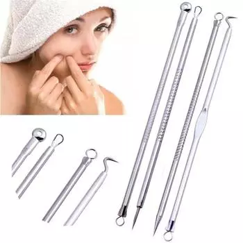 4 шт., игла от прыщей с двойной головкой из нержавеющей стали, специальная игла для ухода за кожей от прыщей и прыщей
