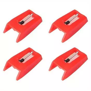 4 шт. Иглы для проигрывателя виниловых пластинок Универсальные сменные иглы-стилусы Сменные иглы-стилусы для проигрывателя виниловых пластинок 4pcs красный